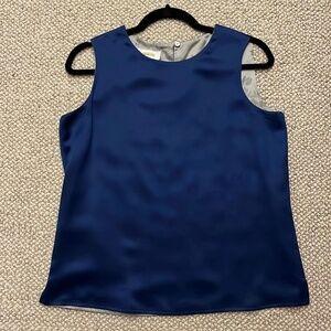 Talbots 100% Silk Sage or Moss Green / Royal Cobalt  Blue Reversible Top